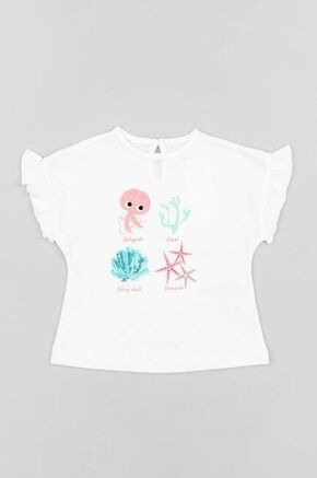 Otroška bombažna majica zippy bela barva - bela. Kratka majica za dojenčka iz kolekcije zippy. Model izdelan iz udobne pletenine.