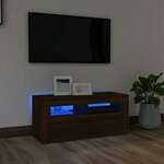 Vidaxl TV omarica z LED lučkami rjavi hrast 90x35x40 cm
