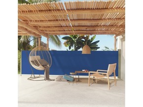 VIDAXL Zložljiva stranska tenda za teraso 140x600 cm modra