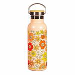 Oranžna steklenička iz nerjavečega jekla za dojenčke 500 ml 70s Floral - Sass &amp; Belle