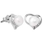 JwL Luxury Pearls Uhani Srce s pravim biserom in cirkoni JL0407 srebro 925/1000