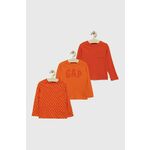 Otroška bombažna majica z dolgimi rokavi GAP oranžna barva - oranžna. Otroška majica z dolgimi rokavi iz kolekcije GAP. Model izdelan iz vzorčaste pletenine.
