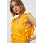 Bluza Morgan oranžna barva - oranžna. Bluza iz kolekcije Morgan. Model izdelan iz enobarvnega materiala. Ima globok izrez.