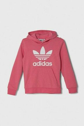 Otroški pulover adidas Originals TREFOIL HOODIE roza barva