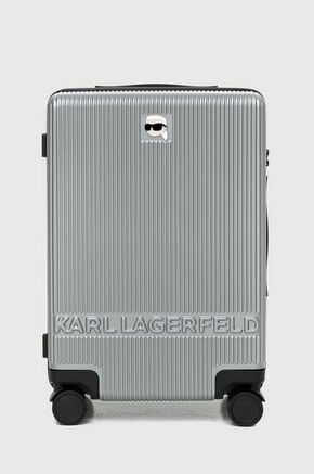 Kovček Karl Lagerfeld siva barva - siva. Kovček iz kolekcije Karl Lagerfeld. Model izdelan iz sintetičnega materiala.