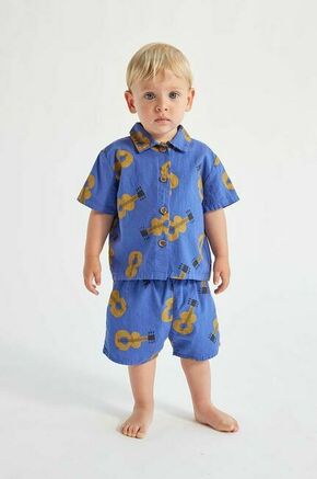 Bombažne kratke hlače za dojenčke Bobo Choses - modra. Kratke hlače za dojenčka iz kolekcije Bobo Choses. Model izdelan iz vzorčaste tkanine.