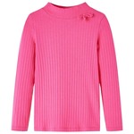 vidaXL Otroška majica z dolgimi rokavi rebrasta pletenina živo roza 92