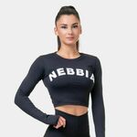 Nebbia Long Sleeve Thumbhole Sporty Crop Top Črna XS Fitnes majica