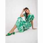 ITALY MODA Ženska tiskana obleka z belo in zeleno vezenino HINA DHJ-SK-13203-1.03X_386628 Univerzalni