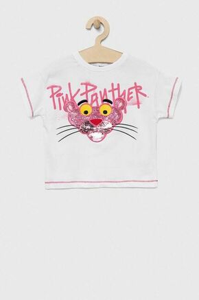 Otroška bombažna kratka majica Desigual Pink Panther bela barva - bela. Otroška kratka majica iz kolekcije Desigual. Model izdelan iz tanke
