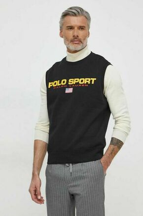 Kratka majica Polo Ralph Lauren črna barva - črna. Majica brez rokavov iz kolekcije Polo Ralph Lauren. Model izdelan iz pletenine s potiskom. Model z mehko oblazinjeno notranjostjo zagotavlja mehkobo in povečuje udobje.