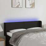 Vidaxl LED posteljno vzglavje črno 147x16x78/88 cm blago