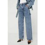 Kavbojke Moschino Jeans ženski - modra. Kavbojke iz kolekcije Moschino Jeans wide kroja, z visokim pasom. Model izdelan iz spranega denima.