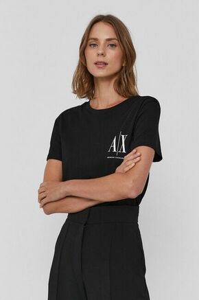 Bombažna kratka majica Armani Exchange črna barva - črna. Kratka majica iz kolekcije Armani Exchange. Model izdelan iz pletenine s potiskom.