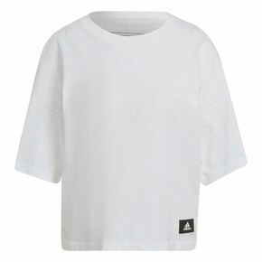 Otroška bombažna kratka majica adidas U FI 3S bela barva - bela. Otroška lahkotna kratka majica iz kolekcije adidas. Model izdelan iz tanke