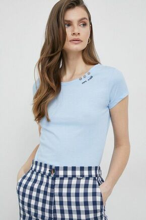Kratka majica Pepe Jeans Ragy ženska - modra. Kratka majica iz kolekcije Pepe Jeans. Model izdelan iz tanke