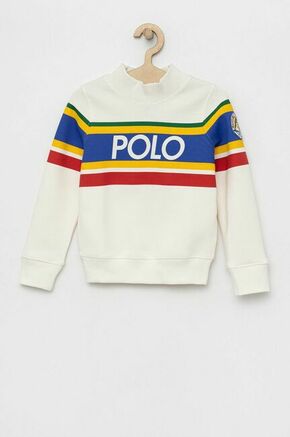 Otroški pulover Polo Ralph Lauren bela barva - bela. Otroški pulover iz kolekcije Polo Ralph Lauren. Model izdelan iz pletenine s potiskom.