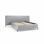 Siva oblazinjena zakonska postelja s prostorom za shranjevanje in letvenim dnom 140x200 cm Walter – Milo Casa