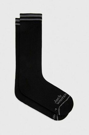 Nogavice Jack Wolfskin 2-pack črna barva - črna. Visoke nogavice iz kolekcije Jack Wolfskin. Model izdelan iz elastičnega