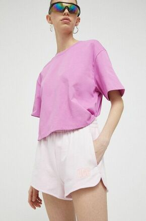 Bombažne kratke hlače UGG roza barva - roza. Kratke hlače iz kolekcije UGG. Model izdelan iz pletenine. Izjemno udoben material