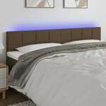 Greatstore LED posteljno vzglavje temno rjavo 160x5x78/88 cm blago