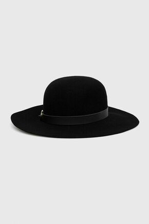 Volnen klobuk Patrizia Pepe črna barva - črna. Klobuk iz kolekcije Patrizia Pepe. Model s širokim robom