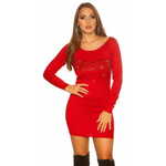 Amiatex Ženska obleka 73465, rdeča, UNIVERZáLNí