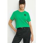 Bombažna kratka majica The North Face ženska, zelena barva, NF0A87NBPO81 - zelena. Kratka majica iz kolekcije The North Face, izdelana iz tanke, elastične pletenine. Model iz izjemno udobne bombažne tkanine.