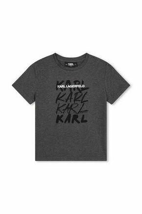 Otroška bombažna kratka majica Karl Lagerfeld siva barva - siva. Otroške kratka majica iz kolekcije Karl Lagerfeld. Model izdelan iz pletenine s potiskom.