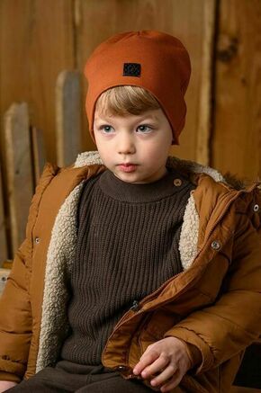 Otroška kapa Jamiks GUDRUN oranžna barva - oranžna. Otroška kapa iz kolekcije Jamiks. Model izdelan iz pletenine z nalepko.