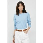 Bombažna majica z dolgimi rokavi Polo Ralph Lauren - modra. Majica z dolgimi rokavi iz kolekcije Polo Ralph Lauren. Model izdelan iz tanke, elastične pletenine.