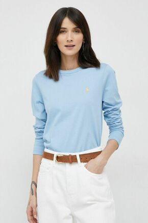 Bombažna majica z dolgimi rokavi Polo Ralph Lauren - modra. Majica z dolgimi rokavi iz kolekcije Polo Ralph Lauren. Model izdelan iz tanke