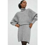 Komplet - pulover in krilo Answear Lab siva barva - siva. Pulover in krilo iz kolekcije Answear Lab. Model izdelan iz elastične pletenine. Model iz tkanine, ki je izjemno prijetna na otip.