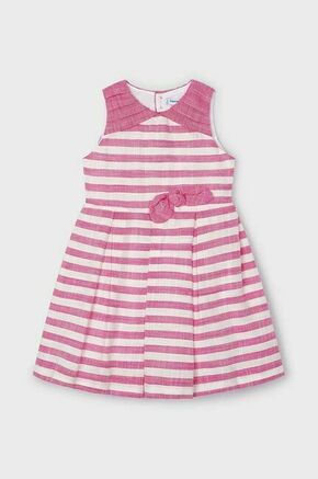 Otroška obleka z mešanico lanu Mayoral roza barva - roza. Otroški obleka iz kolekcije Mayoral. Model izdelan iz vzorčaste tkanine. Model iz izjemno udobne tkanine z visoko vsebnostjo viskoze.