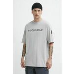 Bombažna kratka majica A-COLD-WALL* Overdye Logo T-Shirt moška, siva barva, ACWMTS186 - siva. Kratka majica iz kolekcije A-COLD-WALL*, izdelana iz pletenine s potiskom. Model iz izjemno udobne bombažne tkanine.