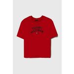 Otroška bombažna kratka majica Tommy Hilfiger rdeča barva - rdeča. Otroške kratka majica iz kolekcije Tommy Hilfiger, izdelana iz tanke, elastične pletenine. Model iz zračne bombažne tkanine.