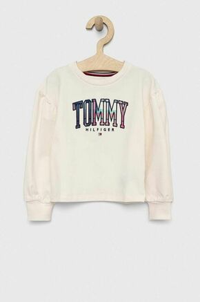 Otroški pulover Tommy Hilfiger bež barva - bež. Otroški pulover iz kolekcije Tommy Hilfiger. Model