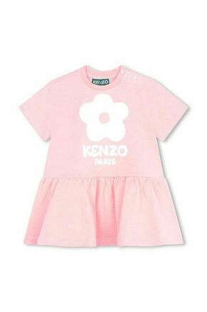 Otroška bombažna obleka Kenzo Kids roza barva - roza. Otroški obleka iz kolekcije Kenzo Kids. Nabran model