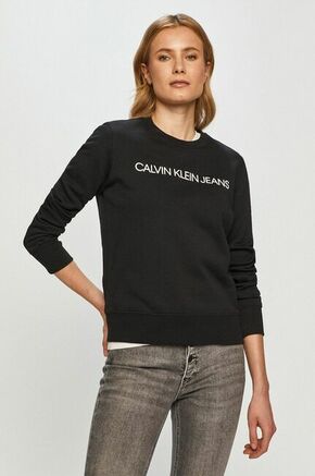 Calvin Klein Jeans Majica - črna. Pulover iz zbirke Calvin Klein Jeans. Model narejen iz tiskane tkanine.