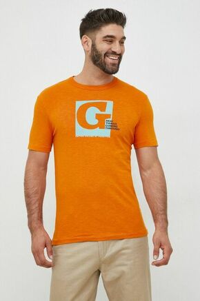 Bombažna kratka majica United Colors of Benetton oranžna barva - oranžna. Kratka majica iz kolekcije United Colors of Benetton. Model izdelan iz tanke