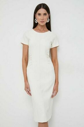 Obleka BOSS bela barva - bela. Obleka iz kolekcije BOSS. Model izdelan iz enobarvne tkanine. Model iz izjemno udobne tkanine z visoko vsebnostjo viskoze.