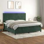 Box spring postelja z vzmetnico LED tem. zelena 200x200cm žamet - vidaXL - Zelena - 93,48 - 200 x 200 cm - vidaXL