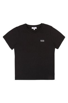 BOSS otroški t-shirt 110-152 cm - črna. T-shirt iz kolekcije BOSS. Model izdelan iz enobarvne pletenine.