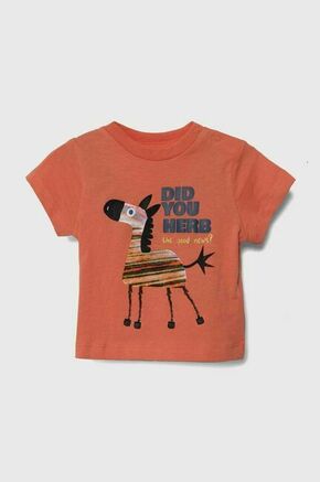 Otroška bombažna majica zippy oranžna barva - oranžna. Kratka majica za dojenčka iz kolekcije zippy. Model izdelan iz pletenine s potiskom. Izjemno udoben material.