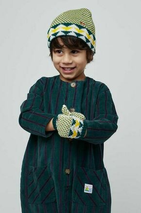 Otroška kapa in rokavice Bobo Choses zelena barva - zelena. Otroški kapa in rokavice iz kolekcije Bobo Choses. Model izdelan iz pletenine z okrasnimi vstavki.