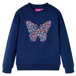 vidaXL Otroški pulover s potiskom metulja mornarsko modra 92