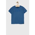Otroška bombažna kratka majica Tommy Hilfiger mornarsko modra barva - mornarsko modra. Otroški Lahkotna kratka majica iz kolekcije Tommy Hilfiger. Model izdelan iz tanke, elastične pletenine. Izjemno mehek material.
