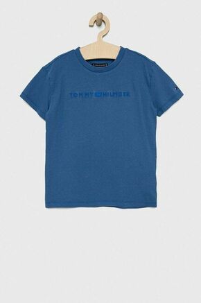 Otroška bombažna kratka majica Tommy Hilfiger mornarsko modra barva - mornarsko modra. Otroški Lahkotna kratka majica iz kolekcije Tommy Hilfiger. Model izdelan iz tanke