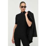 Kratka majica BOSS ženski, črna barva - črna. Kratka majica iz kolekcije BOSS, izdelana iz elastične pletenine. Model iz izjemno udobne tkanine z visoko vsebnostjo viskoze.