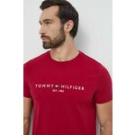 Bombažna kratka majica Tommy Hilfiger moški, bordo barva - bordo. Kratka majica iz kolekcije Tommy Hilfiger, izdelana iz tanke, elastične pletenine. Model iz tkanine, ki je izjemno prijetna na otip.